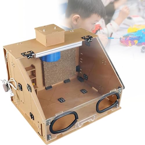 DPLWJPP Cabina Pintura con Aerógrafo Portátil,Cabina Pintura Modelo 40 W,con Iluminación Led,Potente Ventilador De Escape,para Pintar Modelos DIY Hobby Arts Craft,Wood 50x43x36cm