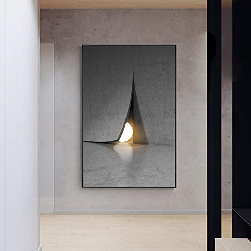 Tableau style industriel moderne gris et orange pour sublimer un salon contemporain
