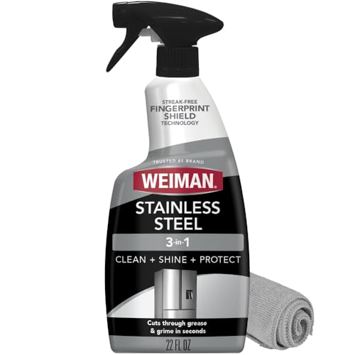 Weiman Stainless Steel Cleaner And Polish - 22 Ounce Bottle With Microfiber Cloth