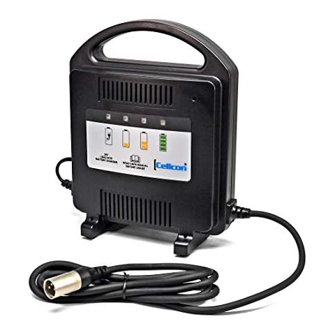 Cellcon Ladegerät mit XLR-Stecker Bleiakkus 24V 8A AGM Akkus z.B. 36Ah 45Ah 50Ah 75Ah Elektrorollstuhl Elektromobil E-Scooter Rollstuhl Cover