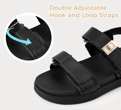 LUCKY STEP Women's Flat Sandals Casual Open Toe Beach Sandals Adjustable Double Strap Summer Sandals4