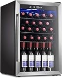 Antarctic Star Wine Cooler/Cabinet Drink Refrigerator Fridge, 36 Bottle Freestanding Wine Chiller with Stainless Steel, Double-Layer Glass Door Touch Screen for Home Office/Bar, 4.4Cu.Ft., Silver