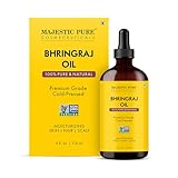 Majestic Pure Bhringraj Premium Carrier Oil 4oz (118ml) With Dropper for Hair Oiling, Scalp Massage & Skin Care
