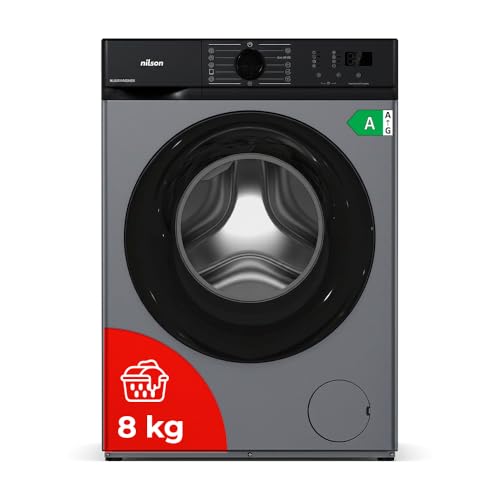 Nilson Lavadora 8Kg Carga Frontal Inox NL8200AIDVBX. 1200 rpm, Motor Inverter, 15 Programas, Eco-logic System, Tambor Acero Inoxidable, Clase de Eficiencia Energética A
