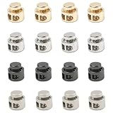 SANJAOYEE コードストッパー 2穴 金属 16個セットコードロック 紐 ストッパー 紐止め金具 調整ストッパー 紐 丸型 穴径約4mm コードストッパー シューレースストッパー 交換 補修用 手作り 衣服フード 紐止め 給食袋 靴 靴紐…