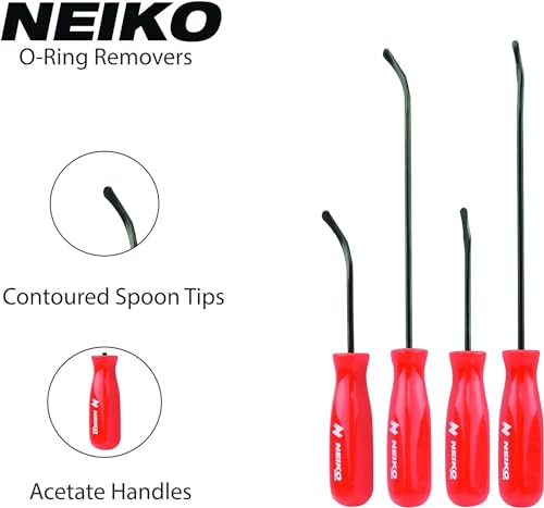 Image of NEIKO 20758A O-Ring Pick Set, 4 Piece Automotive Pick Set, Seal Puller Pick and Hook Set for O-Rings
