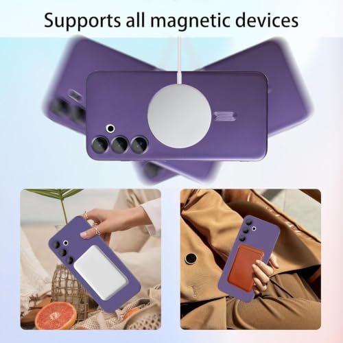 Image of DIZORO Samsung A35 Case, Compatible with Mag Safe Back Cover, Matte Luxury Metallic Luster Flexible TPU Wireless Charging Shockproof Case with Camera Protector (Metallic Silver)
