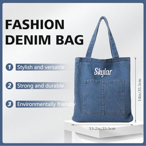 Bolso Tote de mezclilla personalizado para mujer miniatura 7