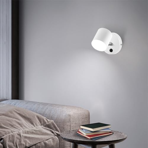 Image of Kawell Indoor LED Wall Light with Switch Modern LED Wall Sconce Rotatable Hardwired LED Wall Lamp Nordic Style for Bedside Study Child Room, White(6000K), 33-AU367-WT-CW(US)
