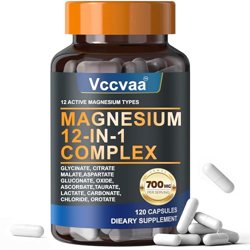 Magnesium Complex 700mg | 12-in-1 High Absorption Supplement | Glycinate, Citrate, Malate, Taurate &...