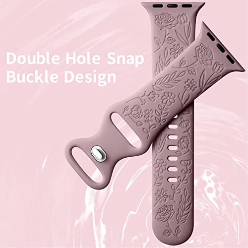 Mastten Floral Engraved Strap Compatible with Apple Watch Straps 44mm 45mm 46mm 49mm - Image 2