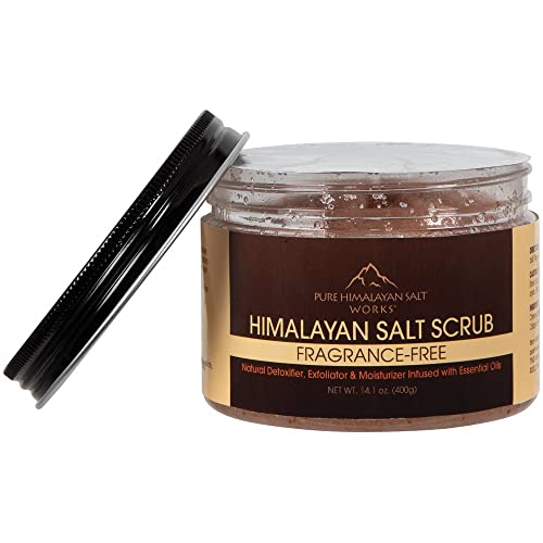 Himalayan Salt Scrub, Natural Detoxifier, Exfoliator & Moisturizer Infused with Essential Oils, Fragrance Free, 14.1 oz.