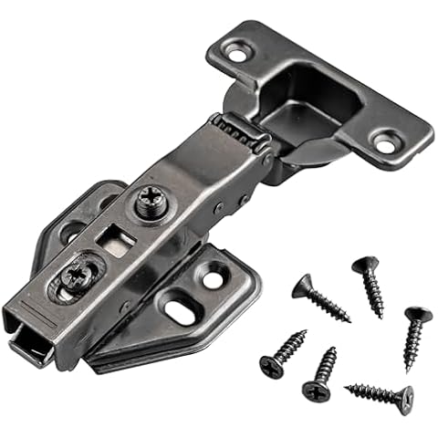 Kamtop 20 Pcs Cabinet Hinges, 110° Full Overlay Soft Close Kitchen Hinges with 120 Pcs Screws, 35mm Wardrobe Hinges Mute Concealed Cupboard Hinges Folding Doors Hinge, Black Cover