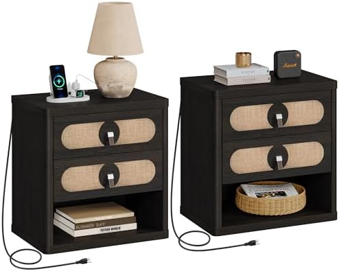 Amazon.com: SICOTAS Black Nightstands Set of 2, 24"" Large Night Stand ...