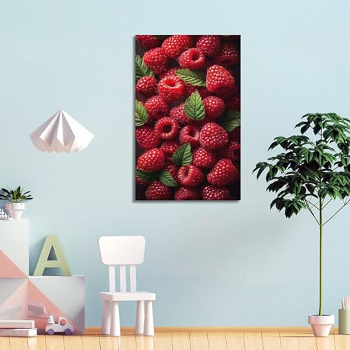 Poster mural framboises rouges ZHOUKEG pour raviver un mur blanc salon - 4