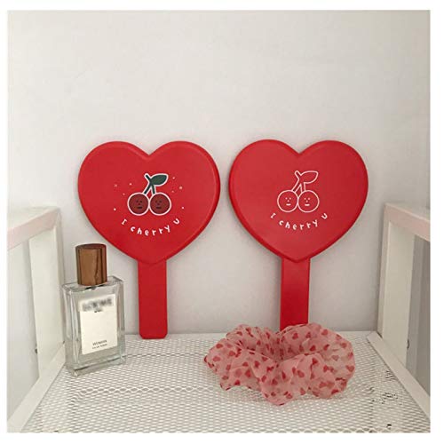 Espejo de Maquillaje de Mano en Forma de Corazón Rojo miniatura 6