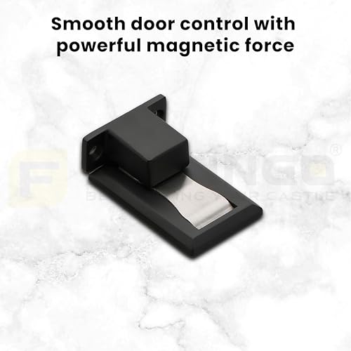 Image of Premium Concealed Magnetic Door Stopper /Stainless Steel Stopper Magnetic /Stylish Floor Mount Door Stopper for Home /Office and Hotels (Pack of 1, P. Black Finish)-| 3 Years Warranty |