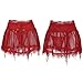 ROSVAJFY Women's Sexy Mesh Lace Mini Skirt with Metal Clips Garter Belt and Panties High Waist Cross Straps Short Dress (Burgundy)