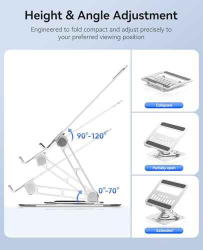 ORICO Adjustable Laptop Stand for Desk, 360° Rotating Base, ST12-Silver - image 3