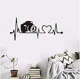 Heartbeat Camera Wall Sticker Art Boys Room Bedroom Wall Decor Sticker Photography Electrocardiogram Vinyl Wall Decal 23x10in