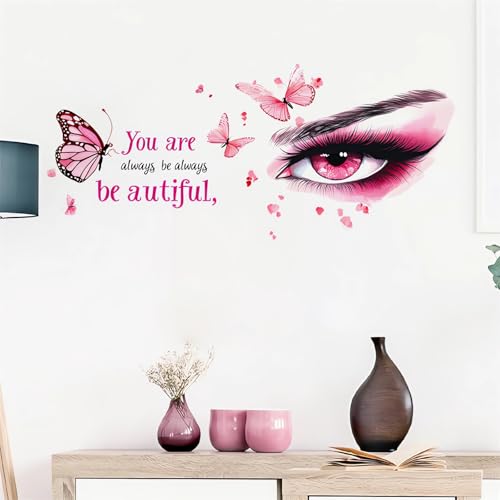 Vinilo decorativo mariposa ojos rosa sacinora miniatura 2