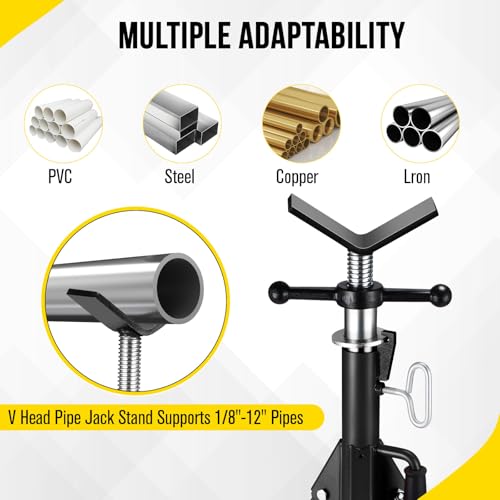 ExploreHorizon 2PCS Pipe Jack Stand, Heavy Duty Pipe Stand, 2500LB Jack Stands Carbon Steel with Portable Folding Legs 28-52 Inch Height Adjustable 1/8"-12" Capacity by ExploreHorizon - Image 3