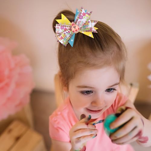 Pinzas para el cabello con moño colorido para niñas miniatura 7