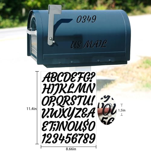 Image of 510 Pieces 10 Sheets Letter Stickers,Self Adhesive Waterproof Mailbox Numbers Stickers,Alphabet Decals for DIY,Bulletin Board,Window,Door,Sign,Bike,Car,Laptop,Scrapbook(Black, 1.5 Inch)