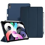FINTIE Coque pour iPad Air 5ème Génération 2022 / iPad Air 4 2020 10.9', Étui Transparent Mat [Recharger et Fixer Stylet], Housse Fine Protection Veille/Réveil Automatique, Bleu Marine