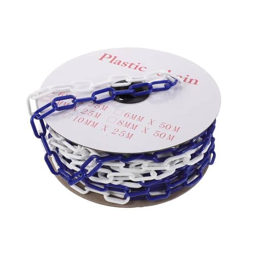 Gadpiparty Cadena de Seguridad de Plástico 6 Mm Azul, 25 Metros, Eslabones Resistentes Intemperie para Barreras de Tráfico, Conos de Señalización y Control de Multitudes en Exteriores