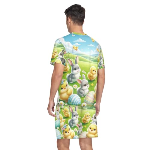 Pajamas Set for Men, Short Sleeve V Neck 2 Piece Nightwear with Pockets Summer, S-XXL2