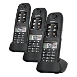 Gigaset E630HX - DECT Telefono Aggiuntivo Cordless - Protezione da urti, Sporco e Spruzzi, Nero [Compatibile in IT, DE, FR, NL, AUT, CHE] [Senza Base] (Confezione da 3)