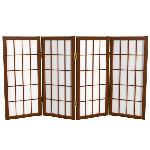 2 ft. Short Desktop Window Pane Shoji Screen - Walnut