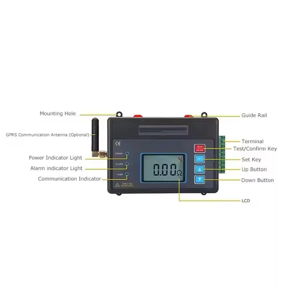 Grounding Earth Resistance Tester Meter Monitoring for Earth Resistance Voltage Soil Resistivity Monitoring with Four Wire Method Ground Voltage 0-600V 4G RS485 Ground Resistance 0.01Ω-2000Ω