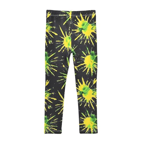 Yellow Green Black Tie Dye Girls Leggings Soft Stretch Workout Yoga Dance Pants for Kids Casual Tights2