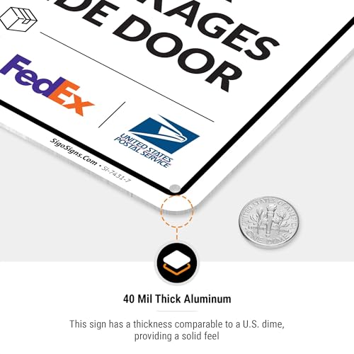 Image of Package Delivery Sign, Delivery Instructions All Package To Side Door Sign, 10x7 Inches, Rust Free .040 Aluminum, Fade Resistant, Made in USA