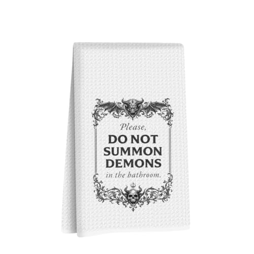 Image of Halloween Hand Towels for Bathroom, Humor Waffle Absorbent Hand Towel | Funny Waffle Weave Dish Towels, Humor Hand Towels for Home Bathroom Decor, Housewarming Gifts 14x24 Inch