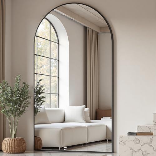 Image of Prywot Arched Full Length Mirror, 76 inchx34 inch Free Standing Floor Mirror, Black