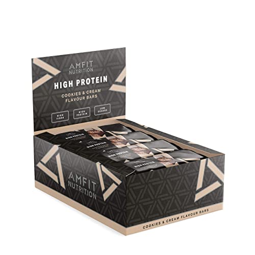 Amazon Brand Amfit Nutrition Low Sugar Protein Bar 196 gr protein 14gr sugar Cookies and Cream 12 pack 12 x 60g