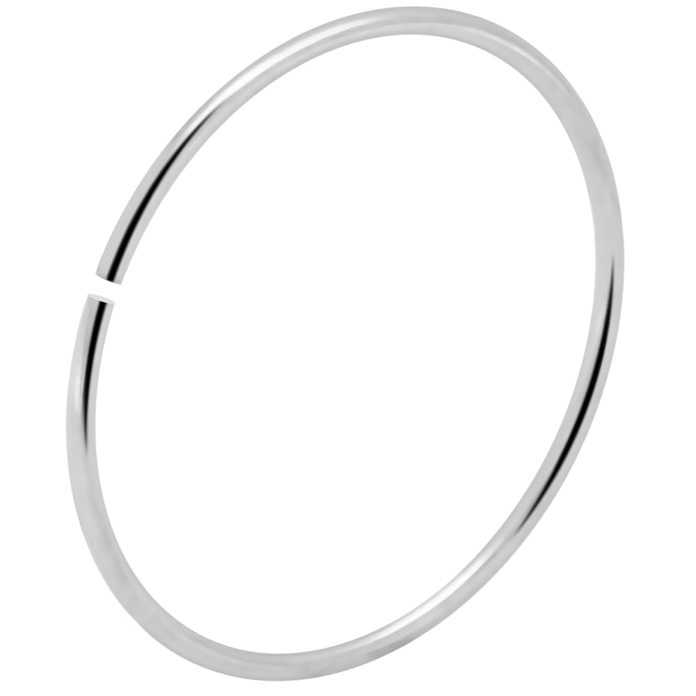 AZARIO LONDON Aro de nariz continuo de oro blanco de 14 quilates, calibre 24 (0,4 mm) – 6 mm de diámetro, sin costuras, Oro blanco, oro amarillo, No es una piedra preciosa
