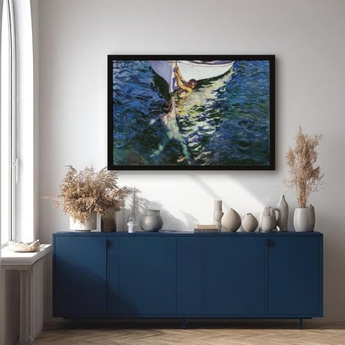 Toile Joaquin Sorolla bateau blanc cadre suspendre décoration murale - 4