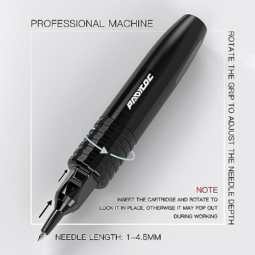 Padieoe Tattoo Gun Kit Ballpoint Pen Cartridge Needles Tattoo Kit Wireless Tattoo Machine Kit with 20pcs Tattoo Cartridge Needles for Tattoo Beginner Practice & Dotwork Tattoo WTK232