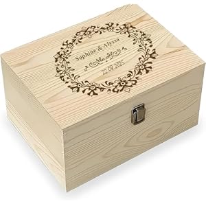 Personalised Wooden Keepsake Box – Custom Engraved Memory Storage Box with Any Name – Wedding, Anniversary, or Special Occasion Keepsake