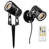 Eiloore Dimmable Spot Lights Indoor: Stepless Dimming Spotlight Indoor with 2700K-6500K Adjustable Color Temperature | 5W 120V LED Up Lights with Remote for Accent Lighting Plant Picture Art 2 Pack