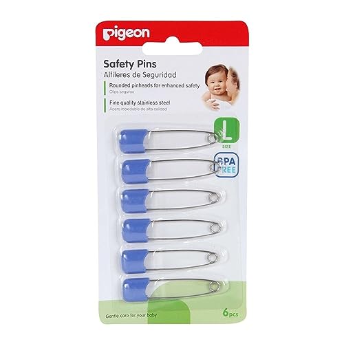 Pigeon Safety Pins Large, Assorted Colors, 6 Pieces/Card