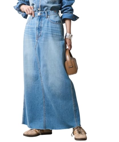 [ニッセン] スカート ライトオンスデニムロングスカート 大きいサイズ有 シックスタイル レディース ライトブルー系デニム M（Amazon）