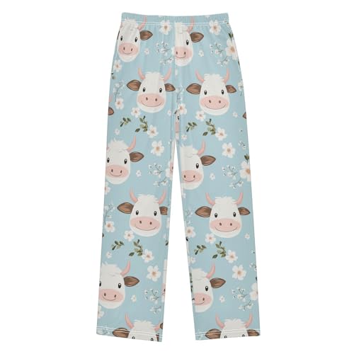 Vdsrup Cute Cow Face Pajama Pants Cartoon Pajama Bottoms Soft Sleep Pjs Lounge Pants S2