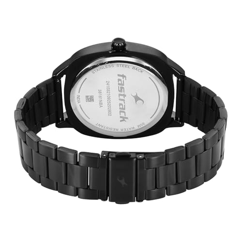 Image of Fastrack Stunners X Quartz Analog with Black Dial Black Stainless Steel Strap Watch for Men - 38161NM02