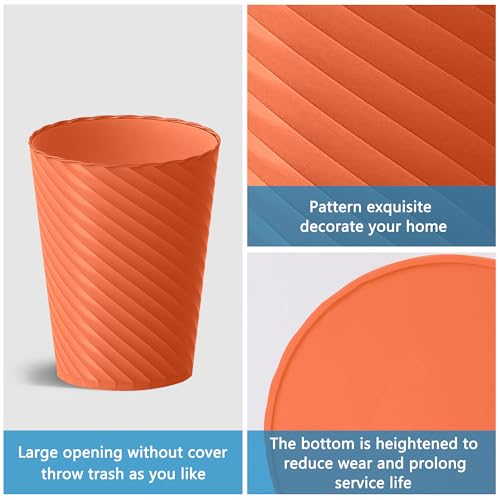 Image of Lysam Bathroom Trash Can, 3 Pack 1.8 Gallons Small Trash Can with Trash Bags, Bathroom Garbage Can, Plastic Trash Bin, Round Waste Basket for Bedroom, Office, Kitchen, Compact Space (Orange)