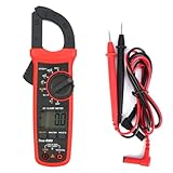 UT201+ Handheld LCD Digital Clamp Meter AC DC Current Voltage Tester Monitor with True RMS NCV for Electric Power Communication Meteorology Railway Oil Field Construction Red